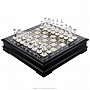 Шахматный ларец с перламутром и фигурами из хрусталя (черн), фотография 1. Интернет-магазин ЛАВКА ПОДАРКОВ