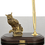 0139165/ручка Бронза Скульптура "Сова на книгах" малая подст.дерево