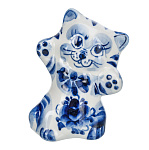 0078082 ГЖЕЛЬ Скульптура КОТ ФЕЛИКС, ЛАПА ВВЕРХ,  h=8см