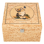 Шкатулка деревянная из карельской березы "Котик"