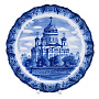 Тарелка декоративная "Храм Христа Спасителя". Гжель, фотография 1. Интернет-магазин ЛАВКА ПОДАРКОВ