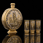 Питейный набор с флягой и рюмками "Волк". Златоуст