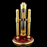 0024035 Златоуст ЧАСЫ ПЕСОЧНЫЕ большие УКРАШЕННЫЕ Яшма,позолота в П/У