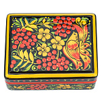 67881/9*7см Хохлома Шкатулка Птица/рябина прямоугольная, Р28