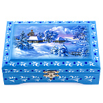 0061543/12*8см Хохлома Шкатулка "ЗИМА/МОСТОК"  Р 25