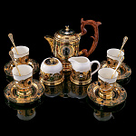  Златоуст Сервиз кофейный на 4 персоны , агат, эмаль