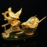 0015264/а Златоуст ИКОРНИЦА "Дед с осетром" Агат в П/У (3852)