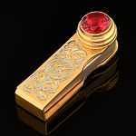 0021843/16ГГ Златоуст ФЛЕШКА "ГЕРБ РФ" 16ГГ Фианиты, позолота в П/У