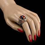 820969/8,00г  Серебро 925* КОЛЬЦО вст.Янтарь/фианит р/п