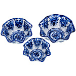 0072913 ГЖЕЛЬ Набор салатников ВОЛНИСТЫЙ  3 шт  в коб 