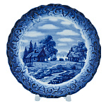 201221 Гжель ТАРЕЛКА декоративная "ЛЕТО В ДЕРЕВНЕ" d-17.5 см