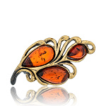 0045091/2124.4 Брошь Винтажный Листик 9 (коньячный)