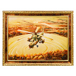 Картина янтарная "Панорама с вертолетом" 30х40 см