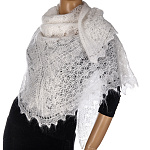 0059516-130*130см Пуховый платок "ПАУТИНКА" белый на х/б (машинная вязка)