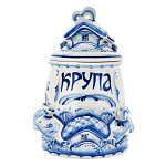 00289312 /№2-средняя Гжель Банка для сыпучих продуктов "Деревенька" Авт. Исаев С.В.
