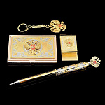 0037112 Златоуст НАБОР "РОССИЯНИН":Ручка+визитница+брелок+зажим для денег в уп.