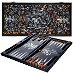 0074091 НАРДЫ янтарные "ОХОТА" 60*30*8 (янтарь,дуб)