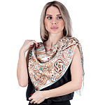  Сувенирный платок "АРАБЕСКИ" В ЖЕМЧУЖНОМ  90*90см состав: шелк 100% 