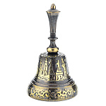 0020165/№3-живите богато Бронза КОЛОКОЛЬЧИК "Живите богато №3" с мет. ручкой в ассорт.