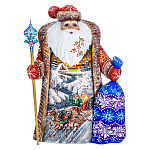 0011140 Скульптура из дерева "Дед Мороз" тройка красный 23 см