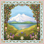 500040 Сувенирный платок "Эльбрус в ясный полдень" 90*90, шелк 100% МД Нины Ручкиной