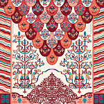 500026 Сувенирный платок "Легенды народов Амура", 90*90, 70% шёлк 30% вискоза МД Нины Ручкиной