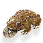 0071488/НП-ТАЛИСМАН притягивающий богатство "ДЕНЕЖНАЯ ЛЯГУШКА" (латунь,янтарь) в уп. 9*9 см