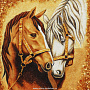 Картина янтарная "Лошади" 50х40 см, фотография 3. Интернет-магазин ЛАВКА ПОДАРКОВ