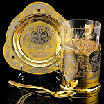 -1П Златоуст ПОДСТАКАННИК "ВЕЧЕР" в комплекте со стаканам и ложкой  в П/У 