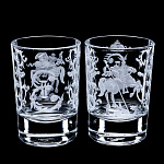 0038485 СТОПКА М-1022 круглая "ГЕРБ/ГЕОРГИЙ ПОБЕДОНОСЕЦ" с гравировкой 7*4,5см