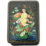 Лаковая миниатюра Шкатулка "Царевна-лягушка" (АР Юдина) 7*3см (269)