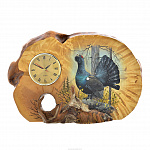 Часы из дерева "Глухарь" настольные, сувель, кап березы