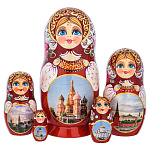 Матрешка "Храм Василия Блаженного" 5 мест