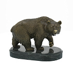 0011322 Бронза Статуэтка "Медведь таежный" Змеевик (4.107.0)