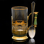 Подстаканник с золочением и нефритом "Орнамент". Златоуст