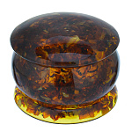 202671 Янтарь Шкатулка КРУГЛАЯ тройная (янтарь, заливка)