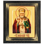 0034380/36*41см ИКОНА В КИОТЕ "Св. Николай"(поясной) сус золото,ясень дальневост
