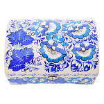 0060927/12*8см-ЗИМА  Хохлома Шкатулка-сундучок ЗИМА/ЦВЕТЫ  Н0003