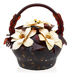 0057065-НП/ВАРИАНТ 8  Янтарь Сувенир КОРЗИНА (литая) с ЦВЕТАМИ d дна=12,5см ок. 22*22*21см