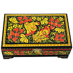 0076983 Хохлома Шкатулка музыкальная  ПТИЦА КЛУБНИКА