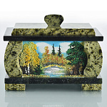 0023489 Нат.камень Шкатулка для украшений Змеевик (2079)