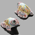 0017861 Майолика статуэтка ЛЯГУШКА ДЕНЕЖНАЯ "Дачная" с росписью в ассортименте