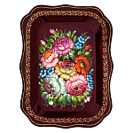 202816 Поднос сувенирный с росписью "Цветы"фон борд33*25 см