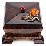 0059629-НП-1/тюльпан  Изделия из янтаря ШКАТУЛКА "КВАДРАТНАЯ"  12*12*8см