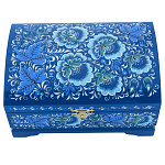 0076987/17*11см Хохлома Шкатулка-сундучок"Зимние цветы" син Р19