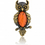 Брошь с янтарем "Филин на ветке", фотография 2. Интернет-магазин ЛАВКА ПОДАРКОВ