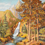 Картина янтарная "У лесного водопада" 60х80 см, фотография 2. Интернет-магазин ЛАВКА ПОДАРКОВ