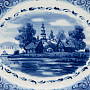 Тарелка сувенирная настенная "Пейзаж". Гжель, фотография 2. Интернет-магазин ЛАВКА ПОДАРКОВ
