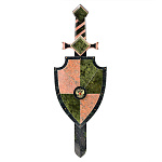 6288/3751 Нат.камень ПАнно Настенный"Щит и меч" с гербом России  Змеевик(3751)