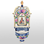 0012833/ник Гжель КИОТ №1 "Николай Чудотворец" 36*16см настольный /настенный